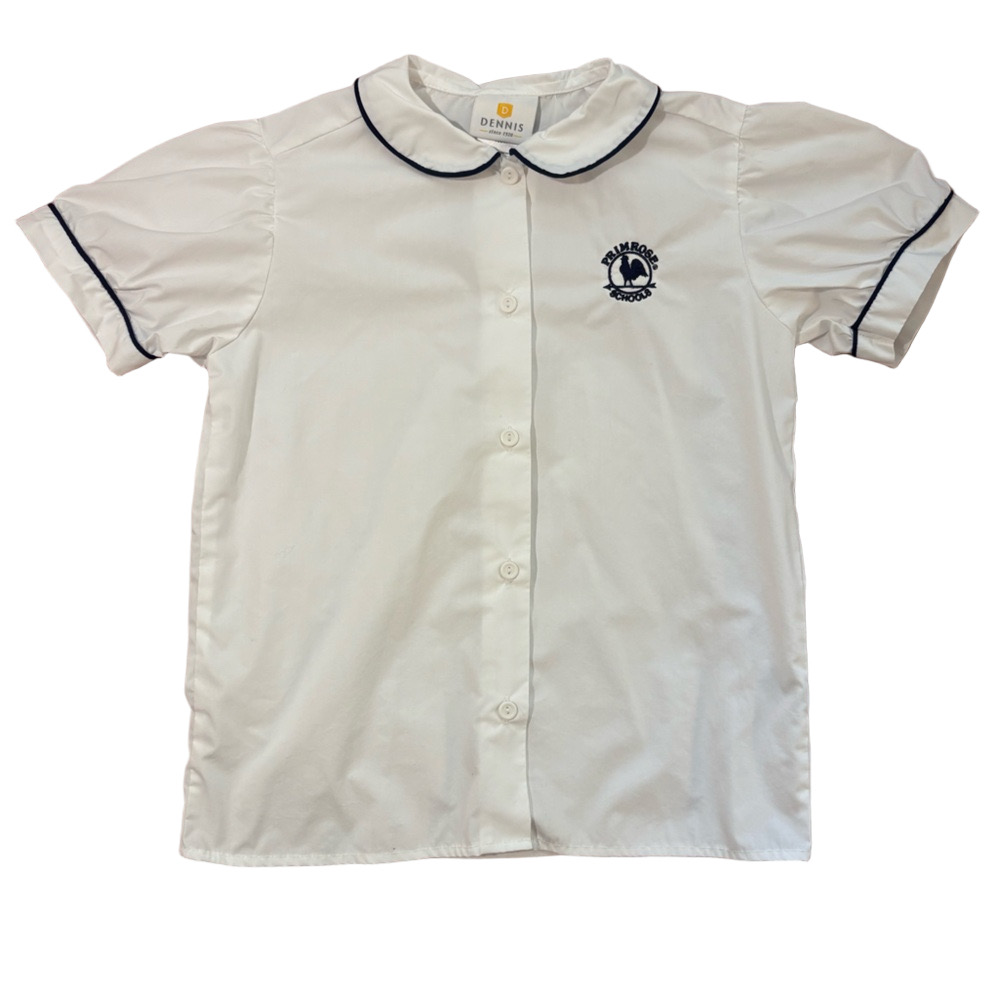 Primrose Schools Classic White Kids Button Up Blouses with Navy Trim - Picture 5 of 11
